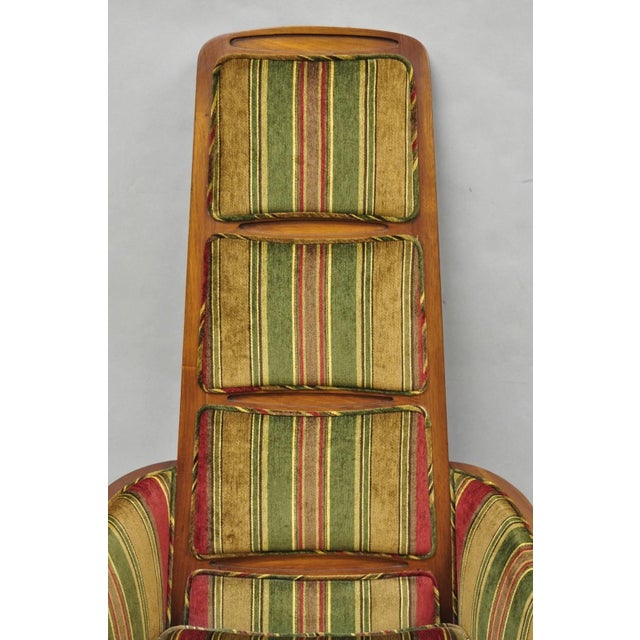 Vintage Mid Century Modern Walnut Panel Back Sculptural Lounge Arm Chairs - Pair For Sale - Image 4 of 16