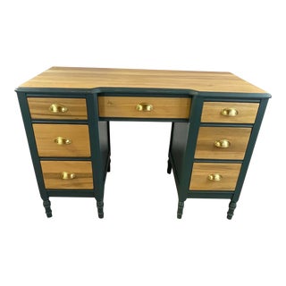 1940s Arts and Crafts Painted and Bleached Maple Partner Desk For Sale
