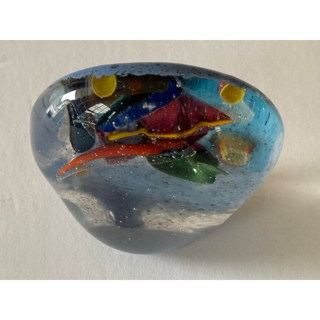 Contemporary Collette Fortin (1956-2026) Signed Studio Glass Multicolored Abstract Paper Weight For Sale - Image 3 of 6