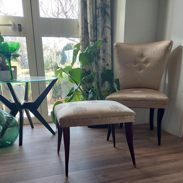 1950s Set of Armchair and Footstool attributed to Guglielmo Ulrich, 1950s For Sale - Image 5 of 8