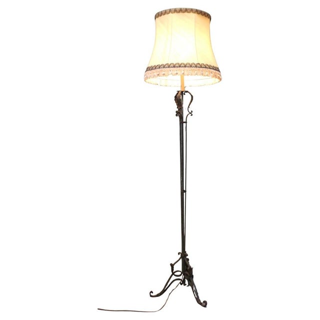 Green Wrought Iron Floor Lamp, 1930s For Sale - Image 8 of 8