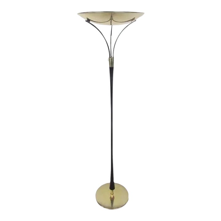 Mid-Century Modern Sculptural Brass Torchiere Floor Lamp | Chairish