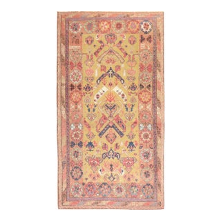 Zabihi Collection 19th Century Gold Persian Soumac Flatweave - 5'7" x 8'3" For Sale
