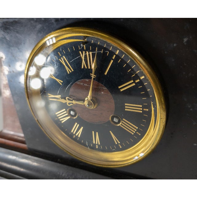 19th Century French Egyptian Revival Sphinx Bronze on Mantel Clock Base For Sale - Image 9 of 18