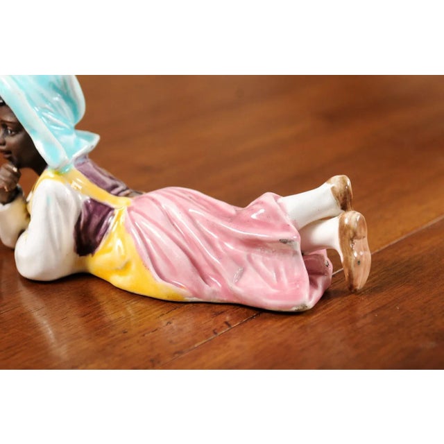 Vintage Petite English Porcelain Figurine Depicting a Young Girl Laying on the Ground For Sale - Image 4 of 13