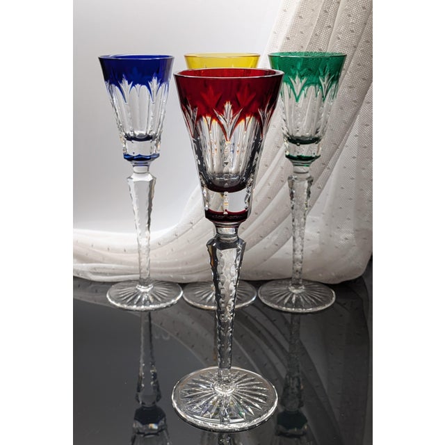 French Late 20th Century Faberge Crystal Palais Royal Cordial Glasses, Set of 4 With Box For Sale - Image 3 of 13