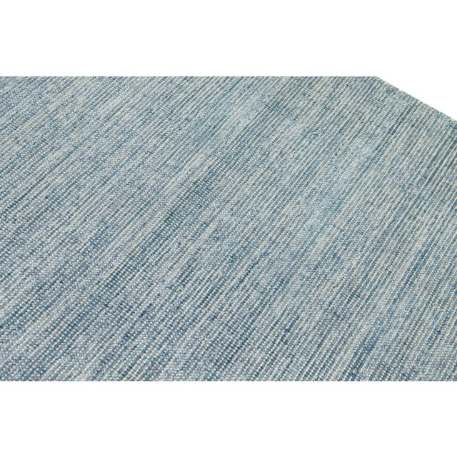 Blue Modern Apadana's Groove Bamboo/Silk Handmade Oversize Rug For Sale In New York - Image 6 of 11