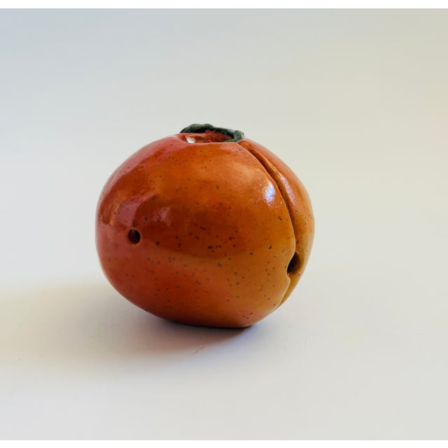 Late 20th Century Vintage Studio Pottery Peach Flower Frog For Sale - Image 5 of 11