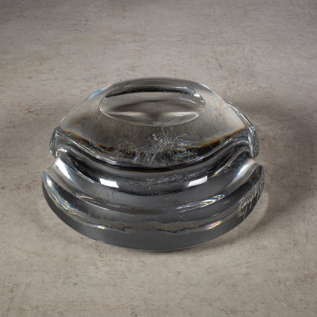 Signed Organic Crystal Glass Paper Weight For Sale - Image 11 of 12