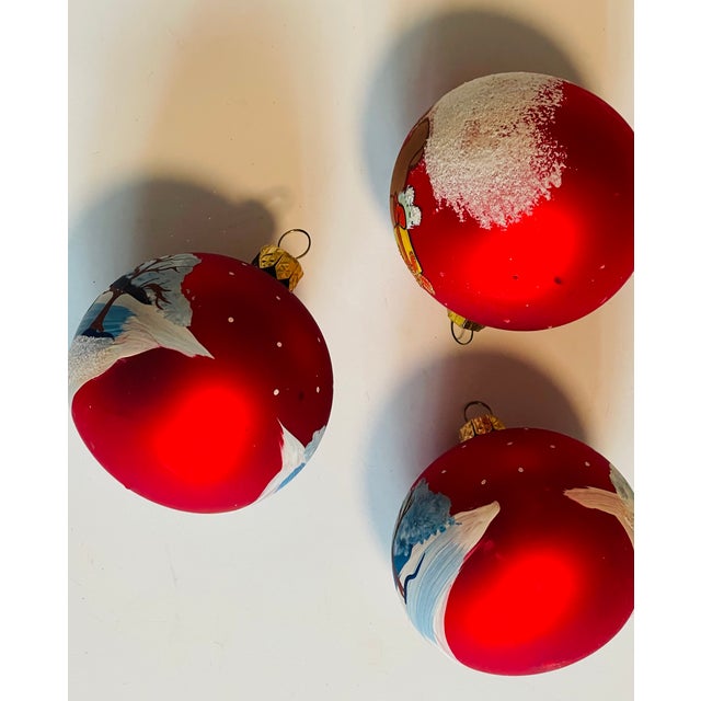 3 Vintage European Handpainted Glass Christmas Ornaments For Sale In Miami - Image 6 of 6