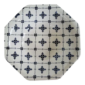 1960s Large Blue & White Floral Royal Staffordshire Homespun Ironstone Serving Bowl