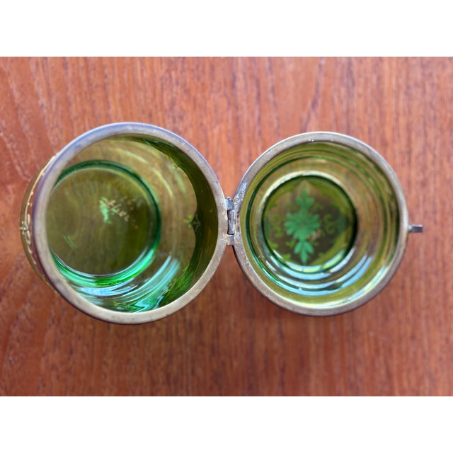 Victorian Moser Art Green Glass and Enamel Bohemian Dresser Box For Sale - Image 10 of 13
