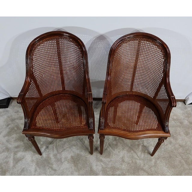 Wood Set of Mahogany Armchairs in Louis XVI Style, 1890s For Sale - Image 7 of 18