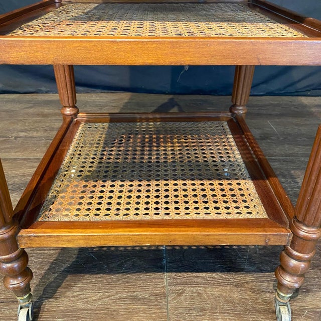 French Louis Philippe Etagere End Table With Caned Shelves For Sale - Image 4 of 11