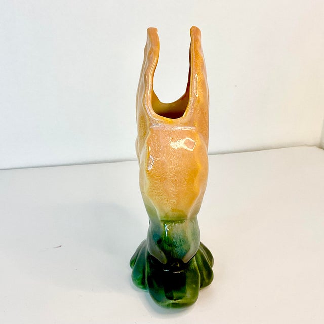 1940s Art Deco Americana Hull Pottery Trompe L’Oeil Botanical Saffron Vase. For Sale - Image 6 of 9