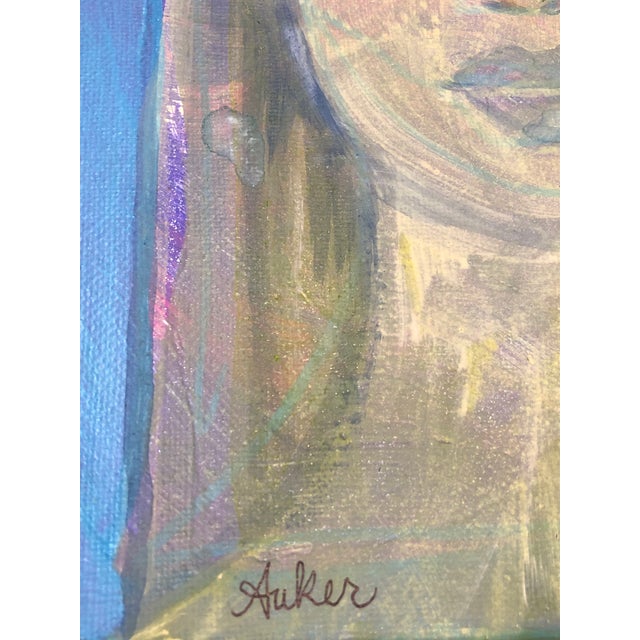 Blue “Miss N”, Contemporary Original Small Painting on Stretched Canvas by Cassandra Auker For Sale - Image 8 of 11