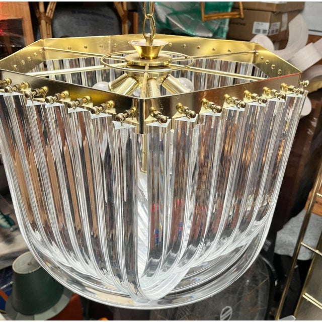 Vintage Lucite Ribbon Loop Lucite Chandelier 1970’s For Sale - Image 10 of 12