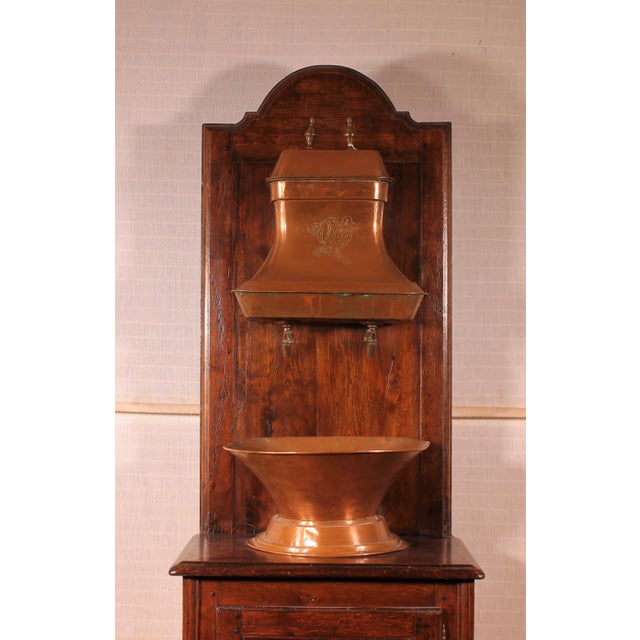 Antique French Oak & Copper Washstand, 1800s For Sale - Image 9 of 11