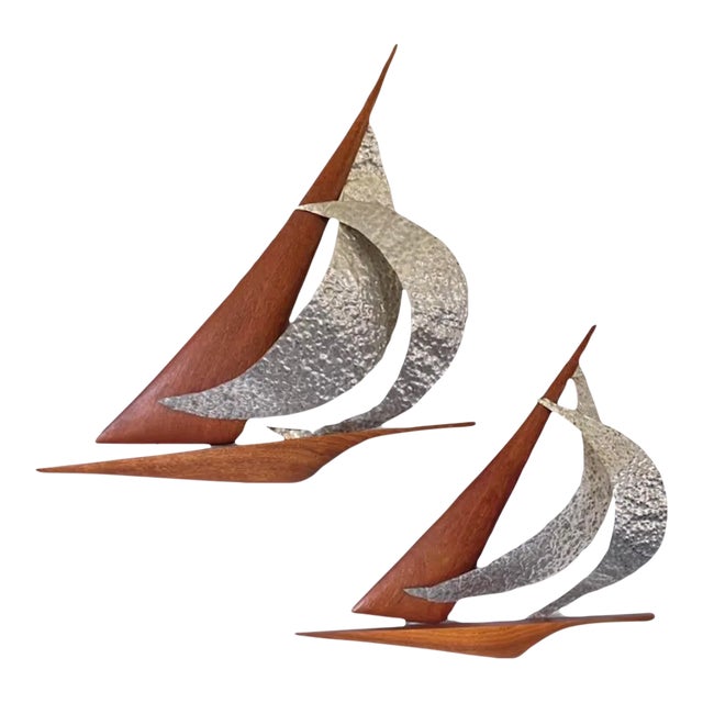 Mid Century Modern 1960s Sailboat Sculptural Wall Art Tiki
