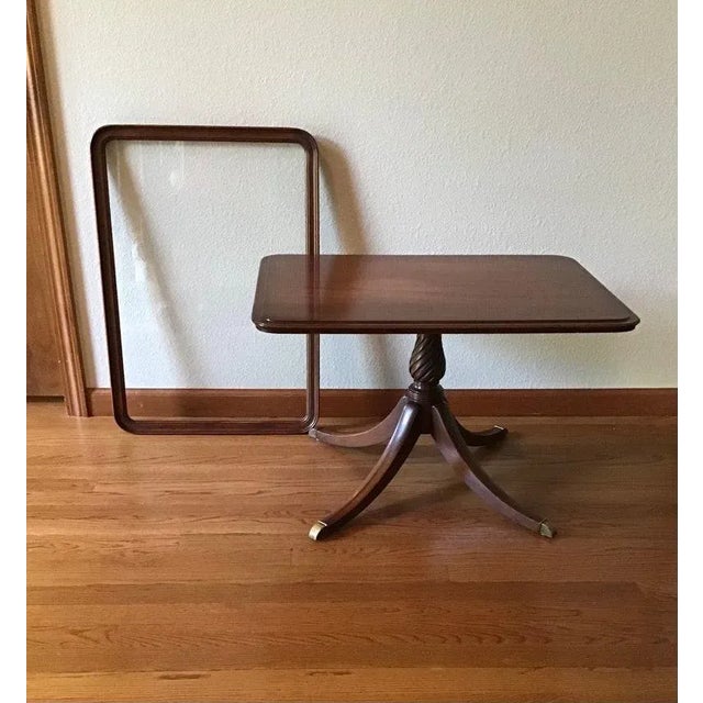 Mid-Century Modern Vintage Solid Mahogany with Glass Top Tray Side Table, Jeffersonian Group For Sale - Image 3 of 10