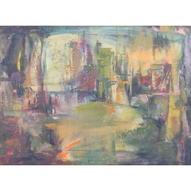 Louise Slayden (New York / Connecticut, 20th C.), Contemporary Abstract Composition, Oil on Canvas, polychrome in darker...
