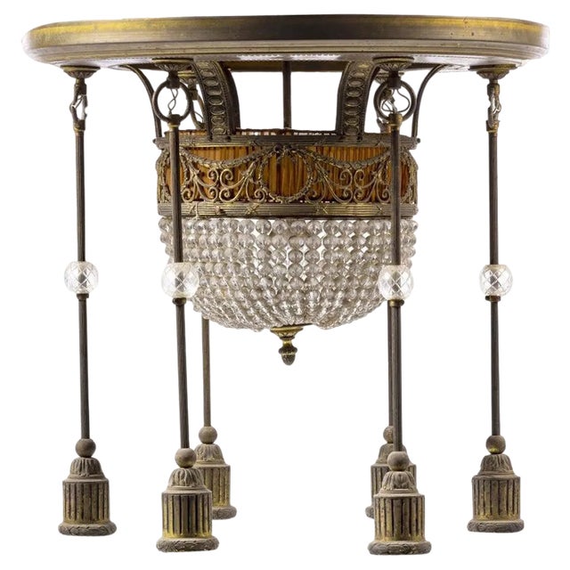 French 7-Light Ceiling Lamp, 19th Century For Sale