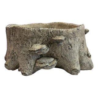 Small Faux Bois Cement Planter For Sale