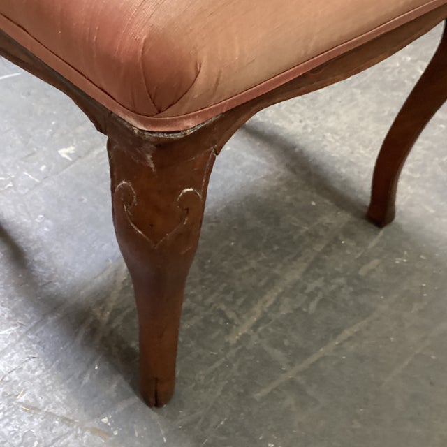 19th Century 19th Century French Stool in Pink/Red Fabric For Sale - Image 5 of 12