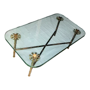Mid 20th Century Fontana Arte Italian Midcentury Infinity Hands Brass and Glass Coffee Table