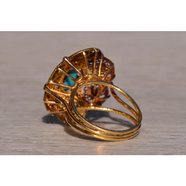 The Corrigin: Antique Filigree Persian Turquoise Ring For Sale - Image 4 of 8