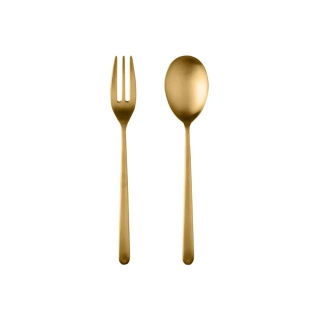 Contemporary Mepra Linea 2-Piece Serving Set (fork & Spoon), Ice Oro For Sale - Image 3 of 3