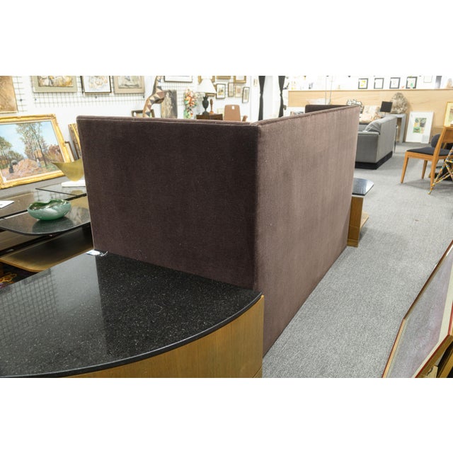 Textile Custom Made John Saladino Brown Mohair Sofa With Jack Lenor Larsen Fabric Pillow For Sale - Image 7 of 7