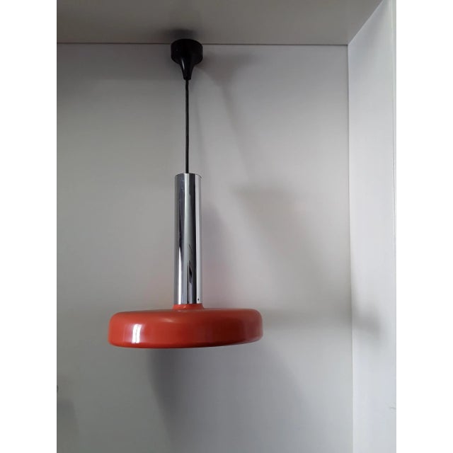 Metal Vintage Chrome and Orange Metal Ceiling Lamp from Staff For Sale - Image 7 of 7
