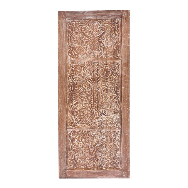 Aged Whitewash French Colonial Teak Door For Sale
