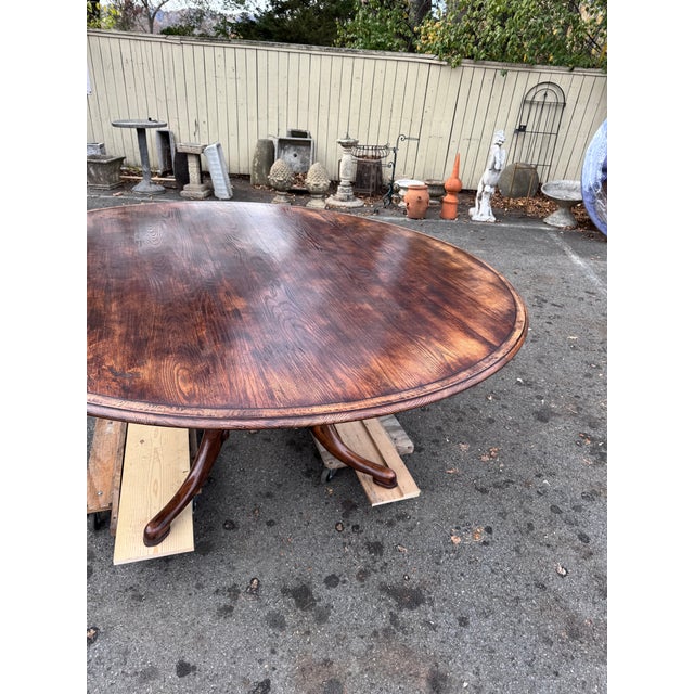 Wood English Round 72" Dining Table For Sale - Image 7 of 10