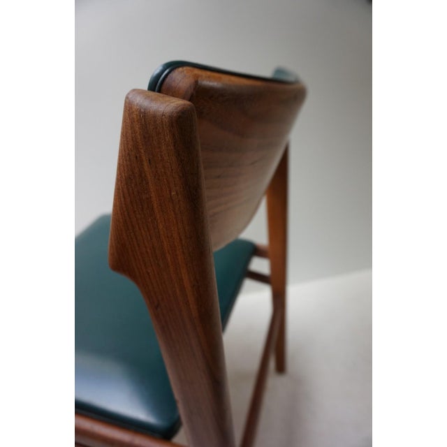 Scandinavian Teak and Green Leatherette Dining Chairs, 1960s, Set of 4 For Sale - Image 14 of 18