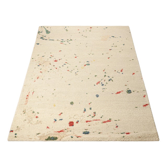 2010s Rug & Kilim’s Modern Distressed Art Rug in White With Colorful Abstract Patterns For Sale - Image 5 of 7