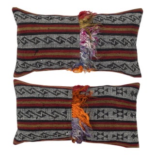 16"x28" SET OF 2 - Handmade Kilim Cushion Covers. A pair of Lumbar Pillow Covers For Sale
