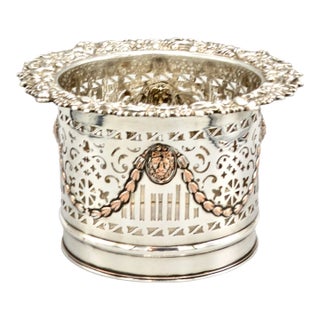 Antique English Silver Plate Wine Coaster For Sale