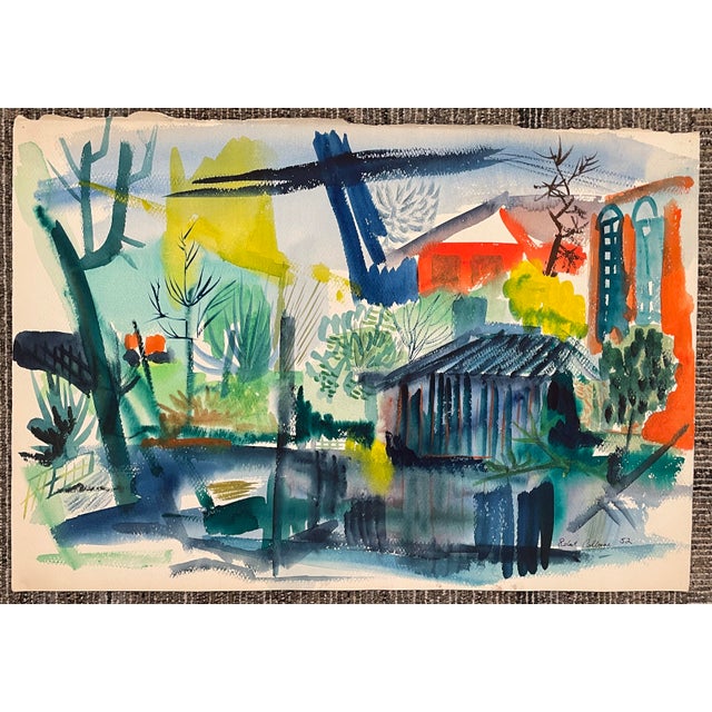 Mid-Century Modern 1952 Robert Colborne MCM Landscape Painting For Sale - Image 3 of 4