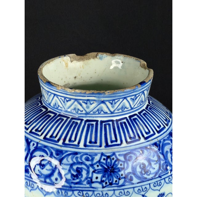 Spain Blue and White Faience Jar from Manises, 1800s For Sale - Image 3 of 12