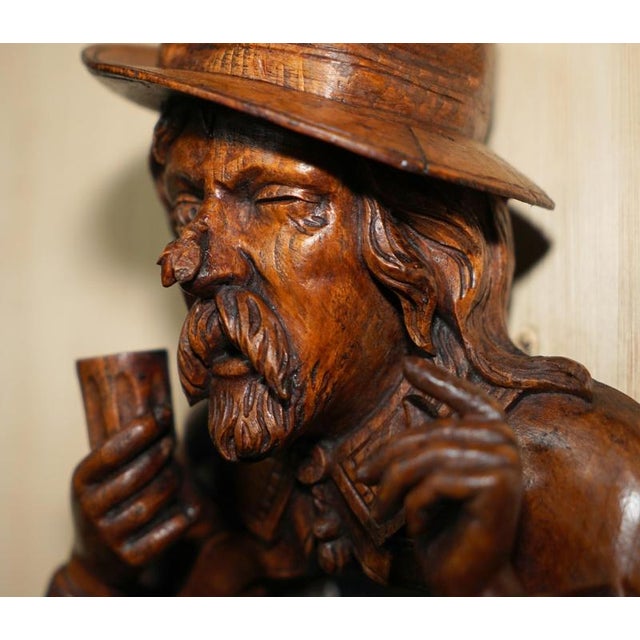 Antique Black Forest Folk Art Wall Mirror of Chap with Bee on Nose For Sale - Image 4 of 18