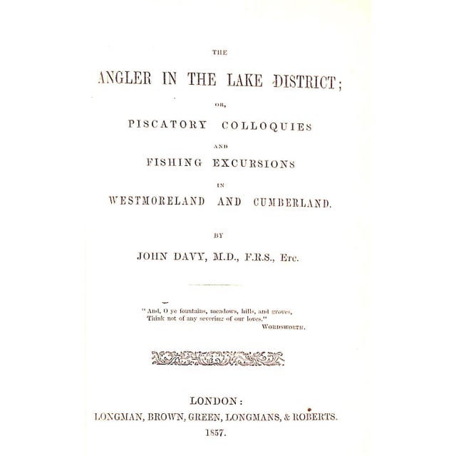 DAVY, John [352] pp. Longman, Brown, Green, Longmans & Roberts 1857 First Edition 7" x 4 1/2" The Angler in the Lake...