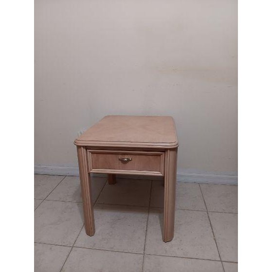Tan 1980s Nightstand or End Table Washwood One Drawer Thomasville For Sale - Image 8 of 8