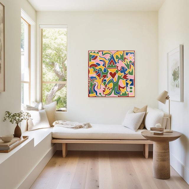 Textile Deus Ex Machina - Colorful Contemporary Painting With Abstract Geometric Forms Original Artwork by Harrison Gilman For Sale - Image 7 of 9