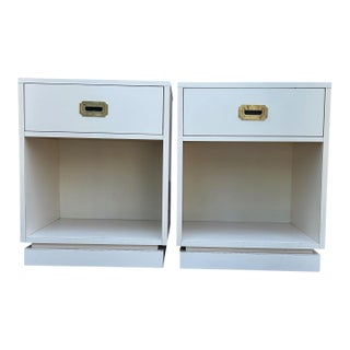 Pair of Vintage Campaign Style Bedside Tables For Sale