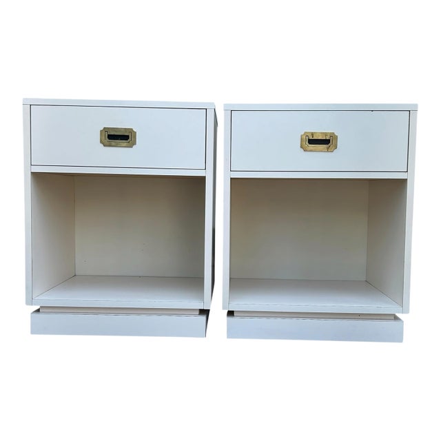 Pair of Vintage Campaign Style Bedside Tables For Sale