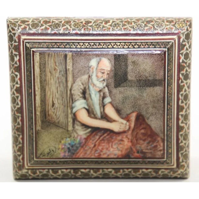 Mid 20th Century Mid 20th Century Middle Eastern Micro Mosaic Handcrafted Box For Sale - Image 5 of 13