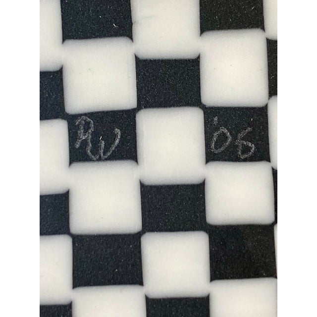 An exceptional Postmodern studio fused art glass sculptural platter, executed in a striking Memphis Group aesthetic and...