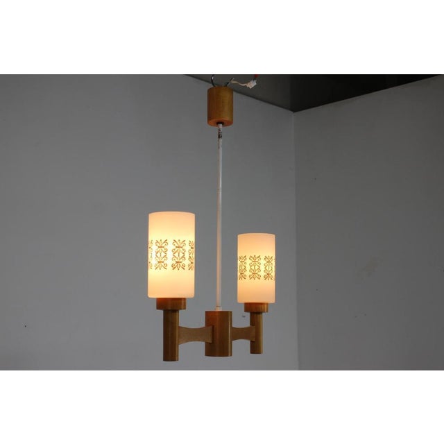 Wood and Glass Pendant Light, Czechoslovakia, 1980s For Sale - Image 13 of 15